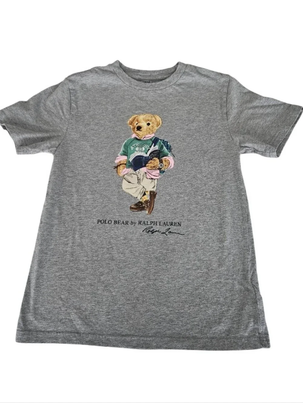 Polo Bear By Ralph Lauren Grey Tee with Teddy Bear Graphic Collections Unisex